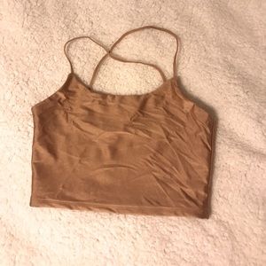 Light Brown Silk Tank Top Cross strap Size Small